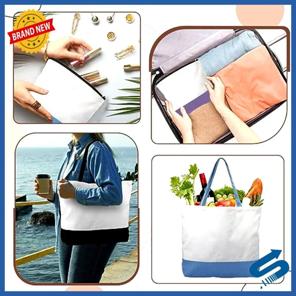 Large Canvas Tote Bags and Makeup Bags Set Reusable Grocery Luggage DIY
